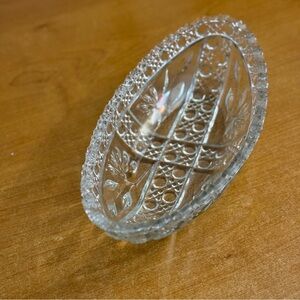 Vintage clear, crystal cut‎ glass, oblong celery boat